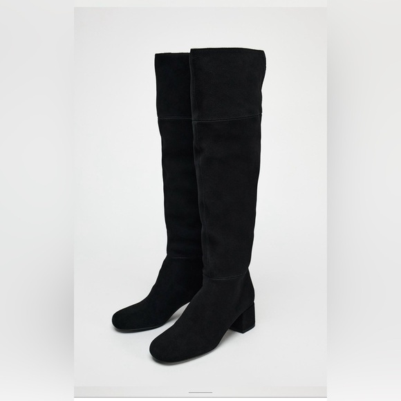NWT Zara 100% Cow Leather High Boots size 38 - Picture 1 of 12